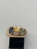 Goldring  14 Karat mit Saphir und Diamanten