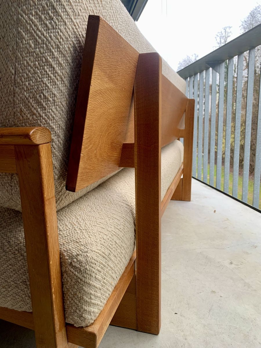 Divani: Brutalist Schlafsofa Eichenholz | Wollbezug 1960 – Usato da Fribourg venduto da GBT42 3