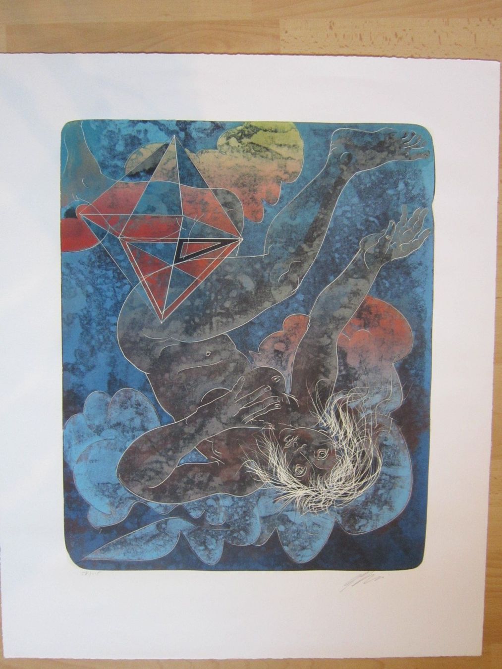 Grafica & Litografie: Erni Hans "Luft" 4 Elemente Original handsig. Lithografie – Usato da Siebnen venduto da Kareno