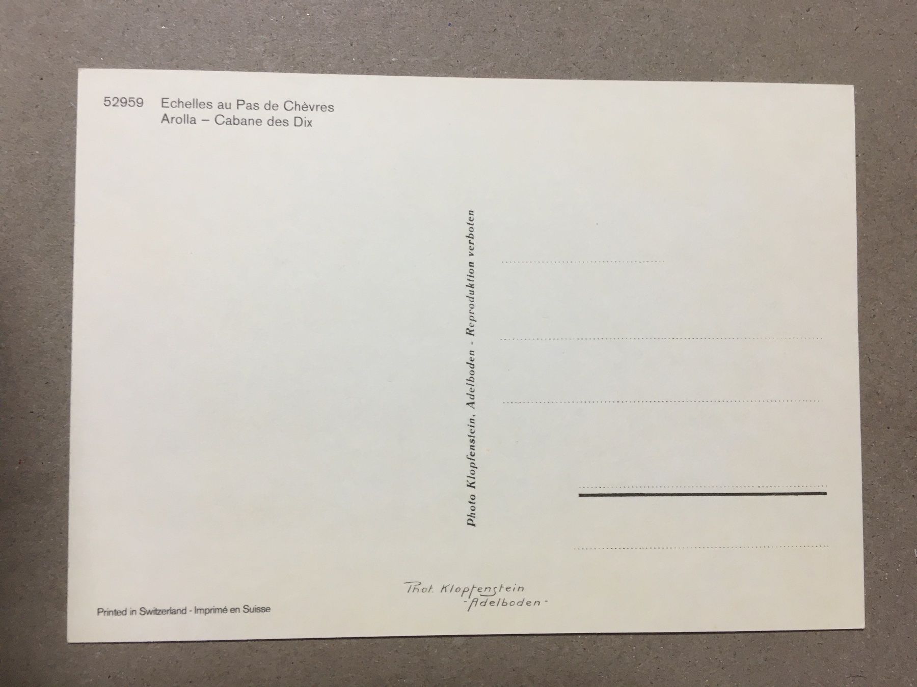 Cartoline postali: AK Arolla Wallis Echelles au Pas de Chevres – Usato da Küttigen venduto da Melisch1000 1
