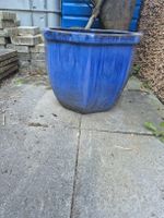Blumentopf Keramik blau achteckig H 40 cm B 51 cm
