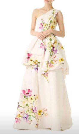 Monique Lhillier white silk floral dress