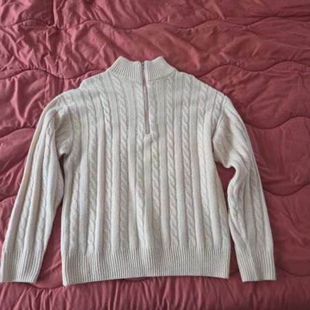 Maglione crema caldo con zip, perfetto per l'inverno!