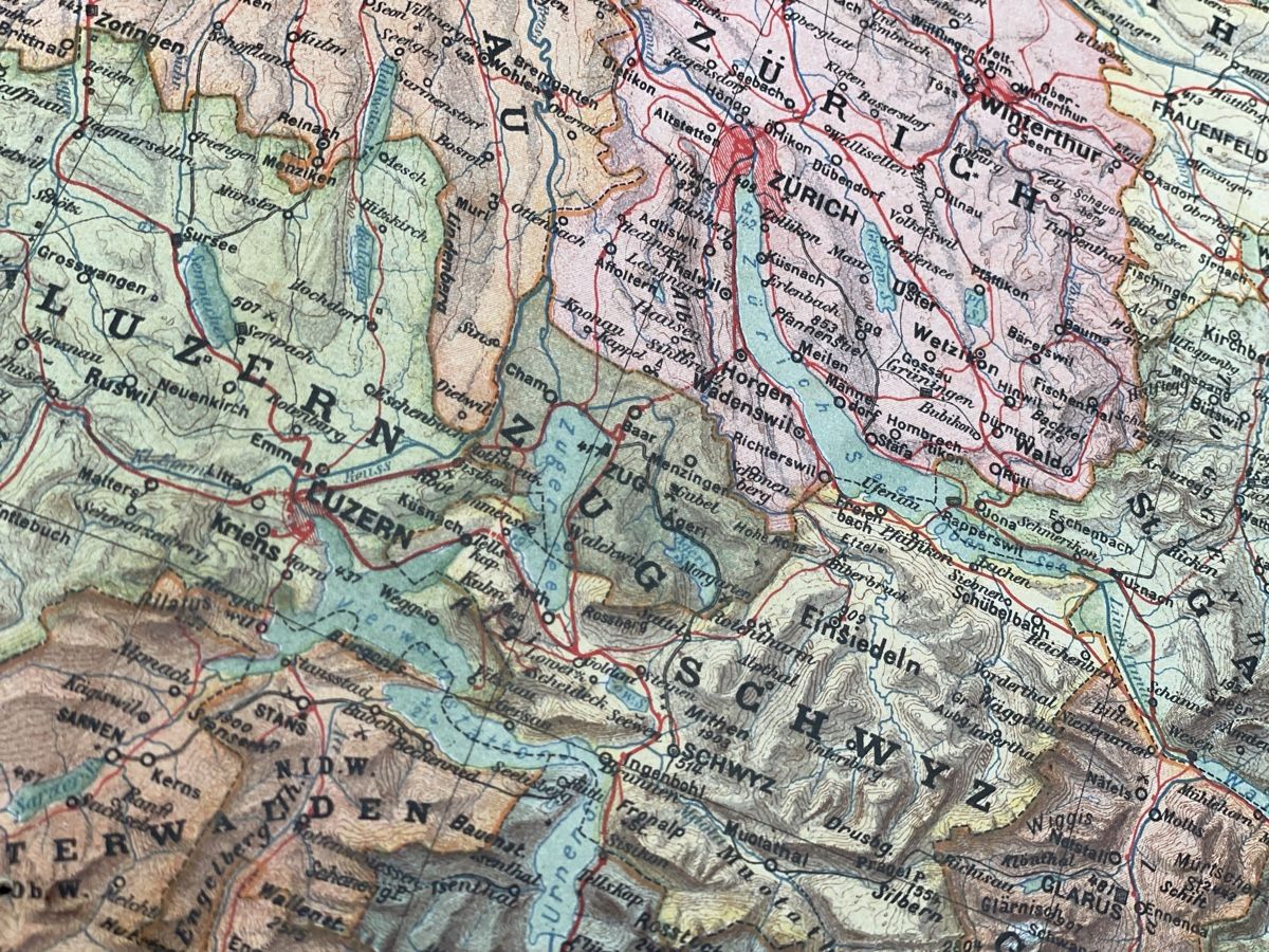 Cartine & Atlanti: Antike Schullandkarte Schweiz ca. 1920 – Usato da Baar venduto da Nini043 4