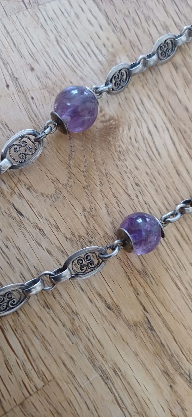 Catenine: Schöne Silber Kette mit Amethyst – Usato da Flawil venduto da Naphtali 4