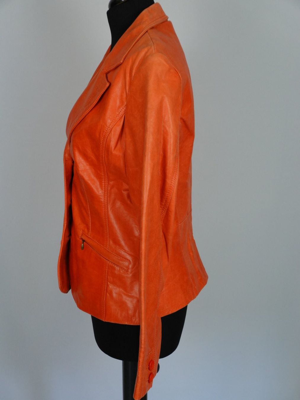 Giacche: Vintage Orange Genuine Leather Blazer Jacket – Usato da Lugano venduto da T.U.C. 8