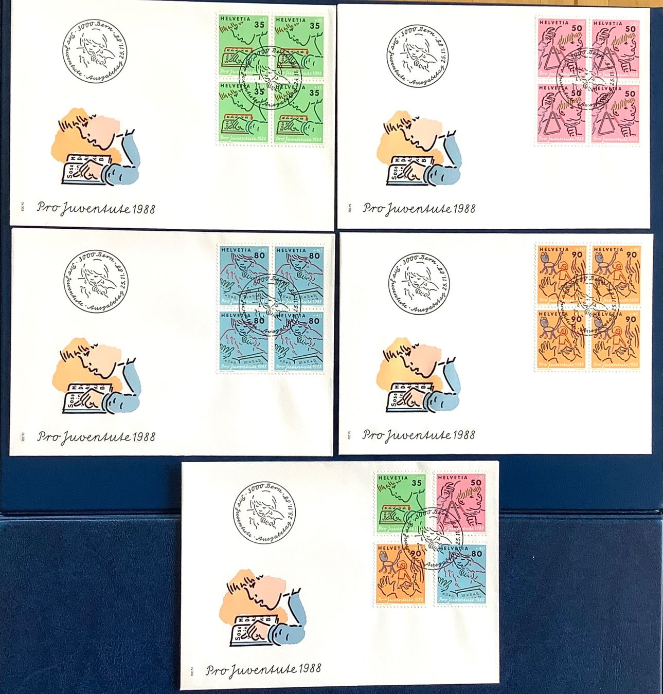 Tutti i francobolli: 1988 - Pro Juventute FDC + Viererblöcke ET – Nuovo (secondo la descrizione) da Liestal venduto da Skunk02