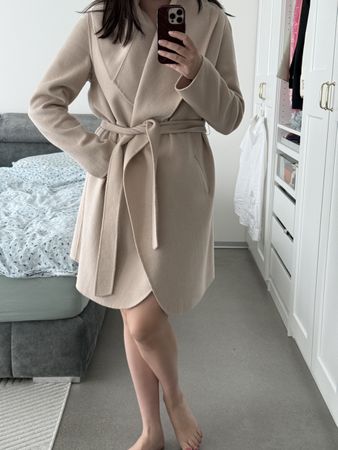 Wintermantel, Wollmantel, beige, Grösse L