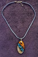 Kette orange/blau/silberfarben