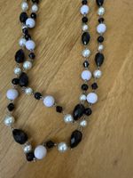 Collier Perlen schwarz weiss rosa neu guter Zustand