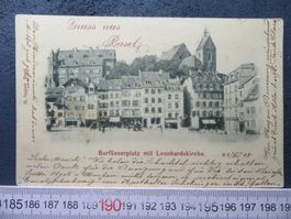 BASEL 1898 BARFÜSSERPLATZ LEONHARDSKIRCHE AK BS