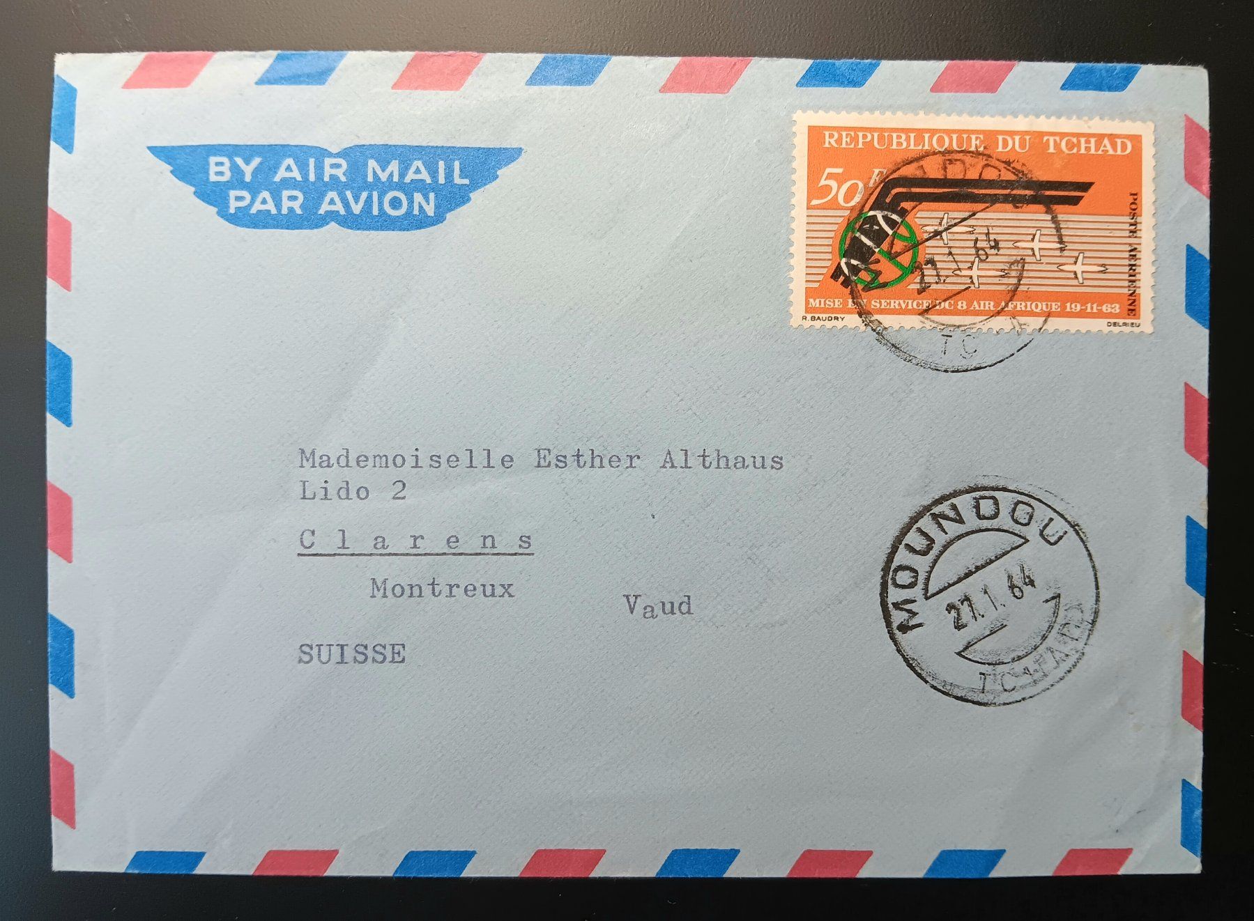 Tous les timbres: TCHAD Flugbrief nach Clarens – D'occasion à Holderbank AG par DINOS-PHILA