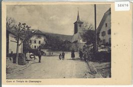 Cure et Temple de Champagnes - animee