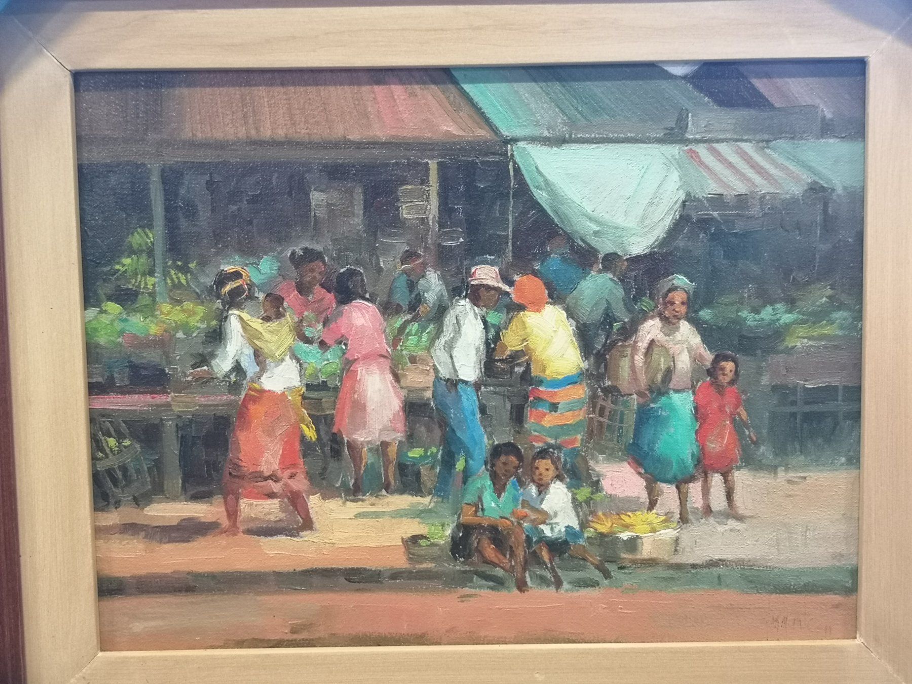Dipinti: Oel Gemälde Bild Marktplatz 62cm x 52cm Philippinen Cebu – Usato da Kloten venduto da Asiatica 1