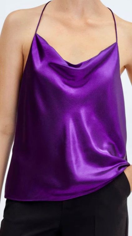 Mango Top: Wunderschönes satiniertes Träger Top von Mango, NEU – Nuovo e nell'imballaggio originale da Bremgarten AG venduto da jiom 1