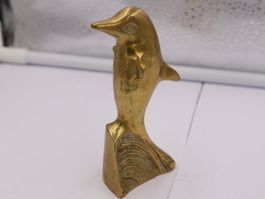 Messing Delphin Antik Figur Statue Metall 12cm