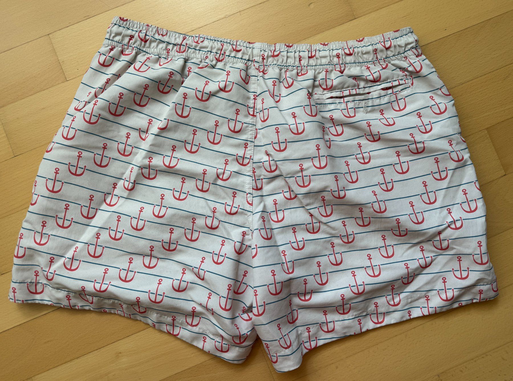 Badehosen: Badehose, weiss, rotes Ankermuster – Gebraucht aus Winterthur von YaV 1