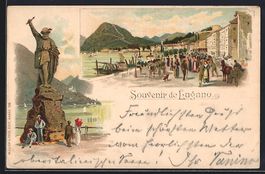 Litho Lugano, Ortspartie am See mit Will