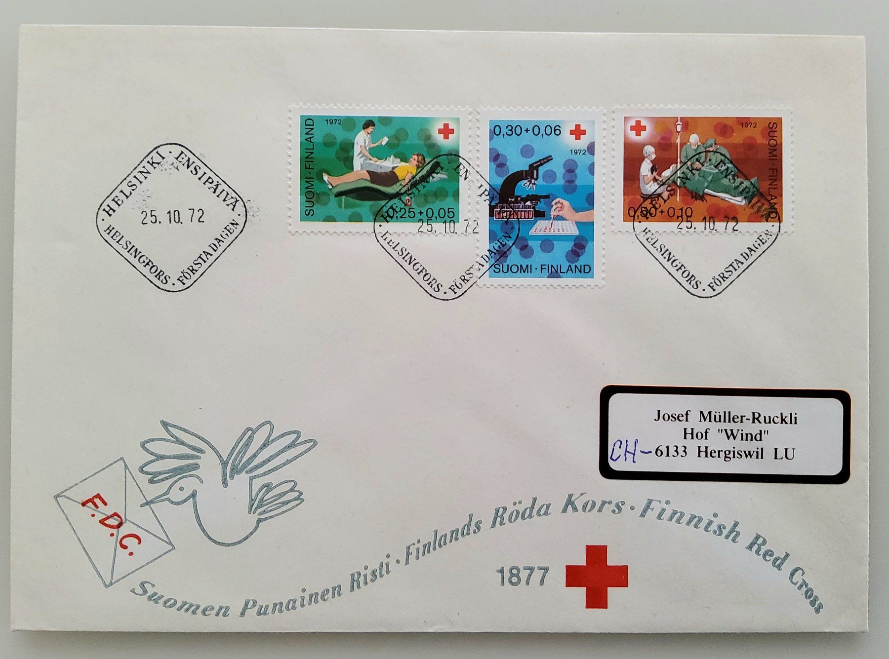 Tutti i francobolli: Finnland Rotes Kreuz 1972, FDC – Usato da Buchrain venduto da mue_kru