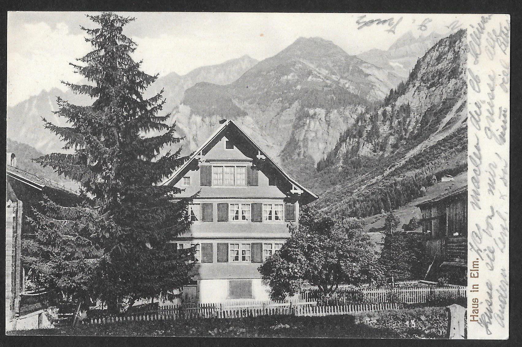 Cartoline postali: Elm Einzelhaus mit Hotelstempel Hotel Elmer – Usato da Olten venduto da clotaldi