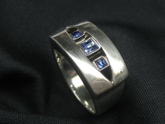 Ringe: Ring massiv Silber 925  Schmucksteine blau / Gr. 58 – Gebraucht aus Ermatingen von Decovin 1