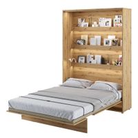 Schrankbett LEON Vertikal Eiche + LED Beleuchtung - 140x200