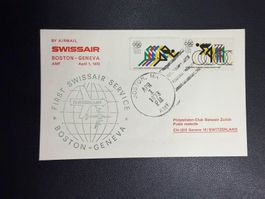 Swissair Erstflugbrief Boston-Genf 1973