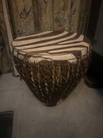 Vintage Hand Trommel aus Zebrahaut