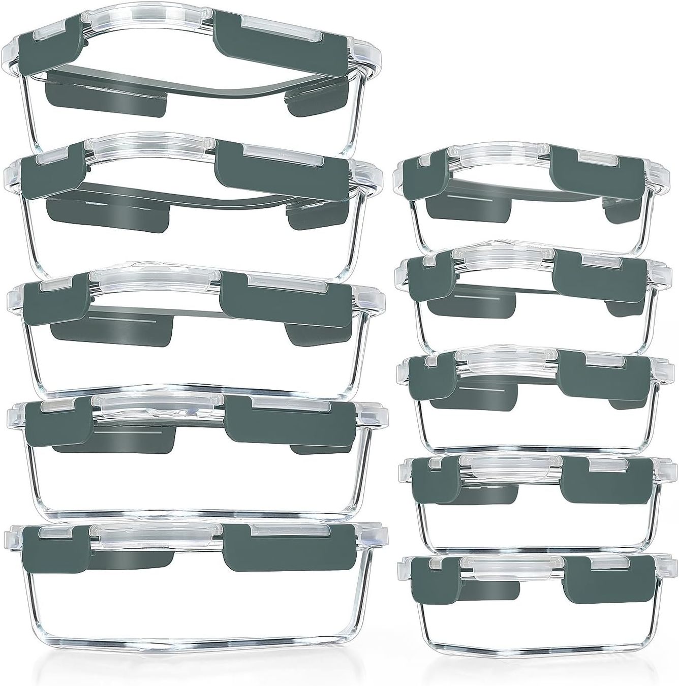 Contenitori & Simili: Glasbehälter 10er Set luftdicht stapelbar mit Deckel Grau – Nuovo e nell'imballaggio originale da Neuhausen venduto da r39_n7bh