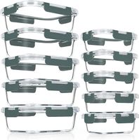 Glasbehälter 10er Set luftdicht stapelbar mit Deckel Grau