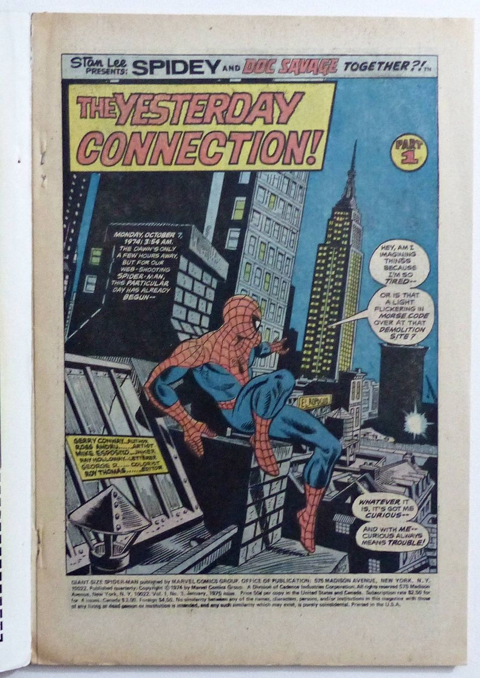 Fumetti: SPIDER-MAN GIANT SIZE #3 DOC SAVAGE TEAM-UP 1975 – Usato da Lugano venduto da YouWantUS 1