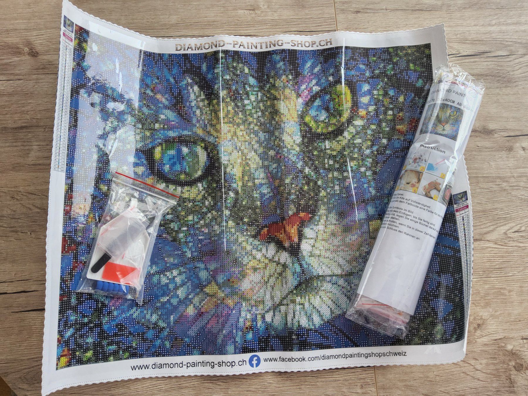 Kit bricolage: Diamond Painting Set "Abstrakte Katzengesicht" 50x40cm – Nuovo e nell'imballaggio originale da Heiden venduto da kas_zln5 1