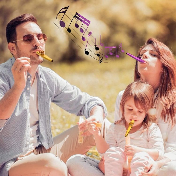 Set 14 Kazoo In Metallo - Strumento Musicale Per Bambini, 7 Colori, Lega Alluminio