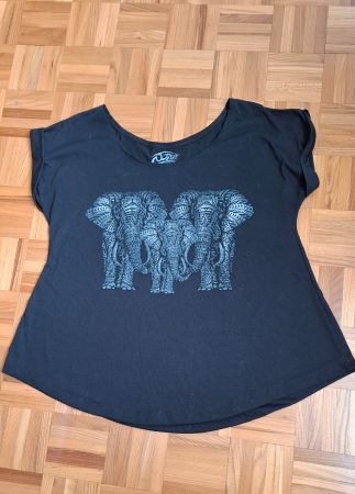 T-shirt noir éléphants/T-Shirt Schwarz Elefanten