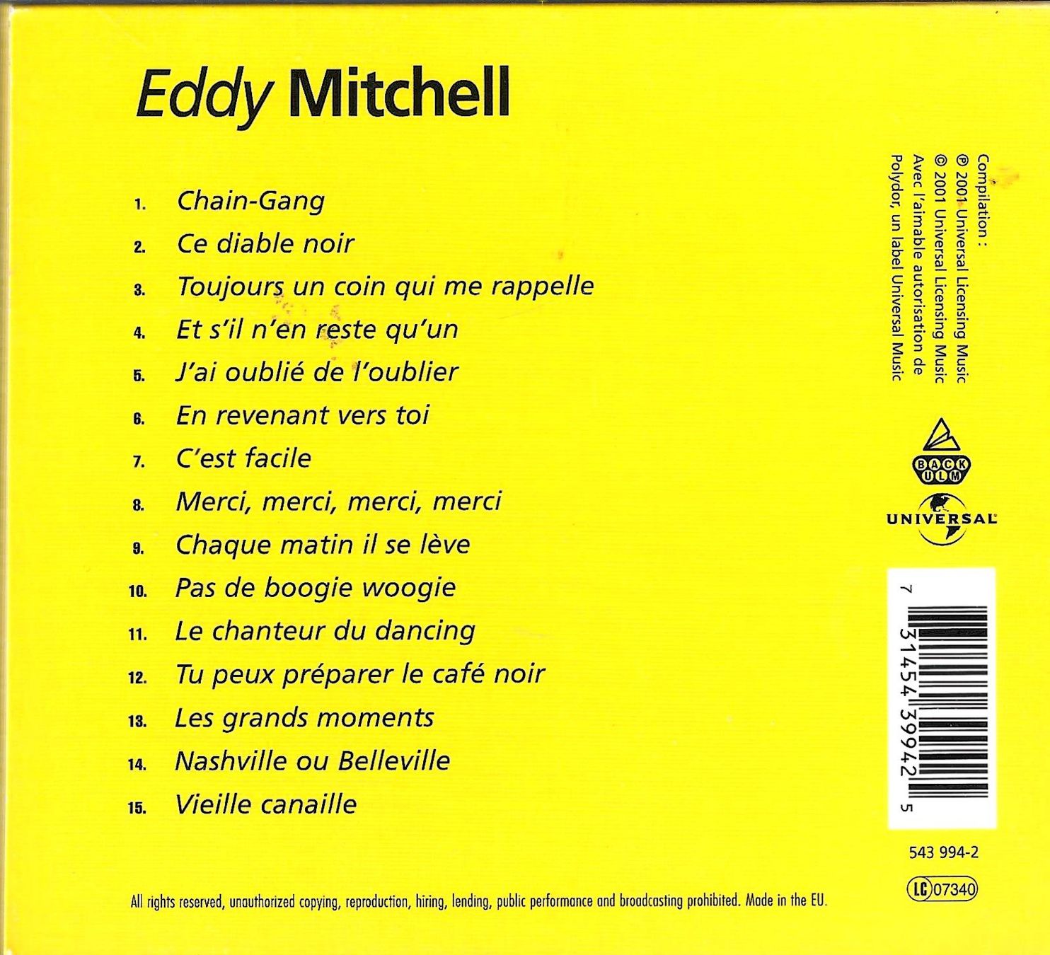 CD: Eddy Mitchell CD Digipack - Best Of – Usato da Savagnier venduto da Ne2065 1
