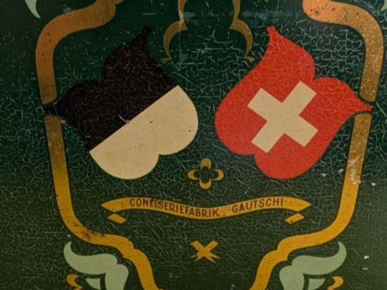 Barattoli: alte originale Blechdose Biscuit- & Waffeln Fabrik Gautschi – Usato da Mönchaltorf venduto da Blechfreund 1