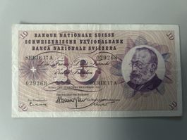 10 Franken Noten Banknoten 1955 guter Zustand