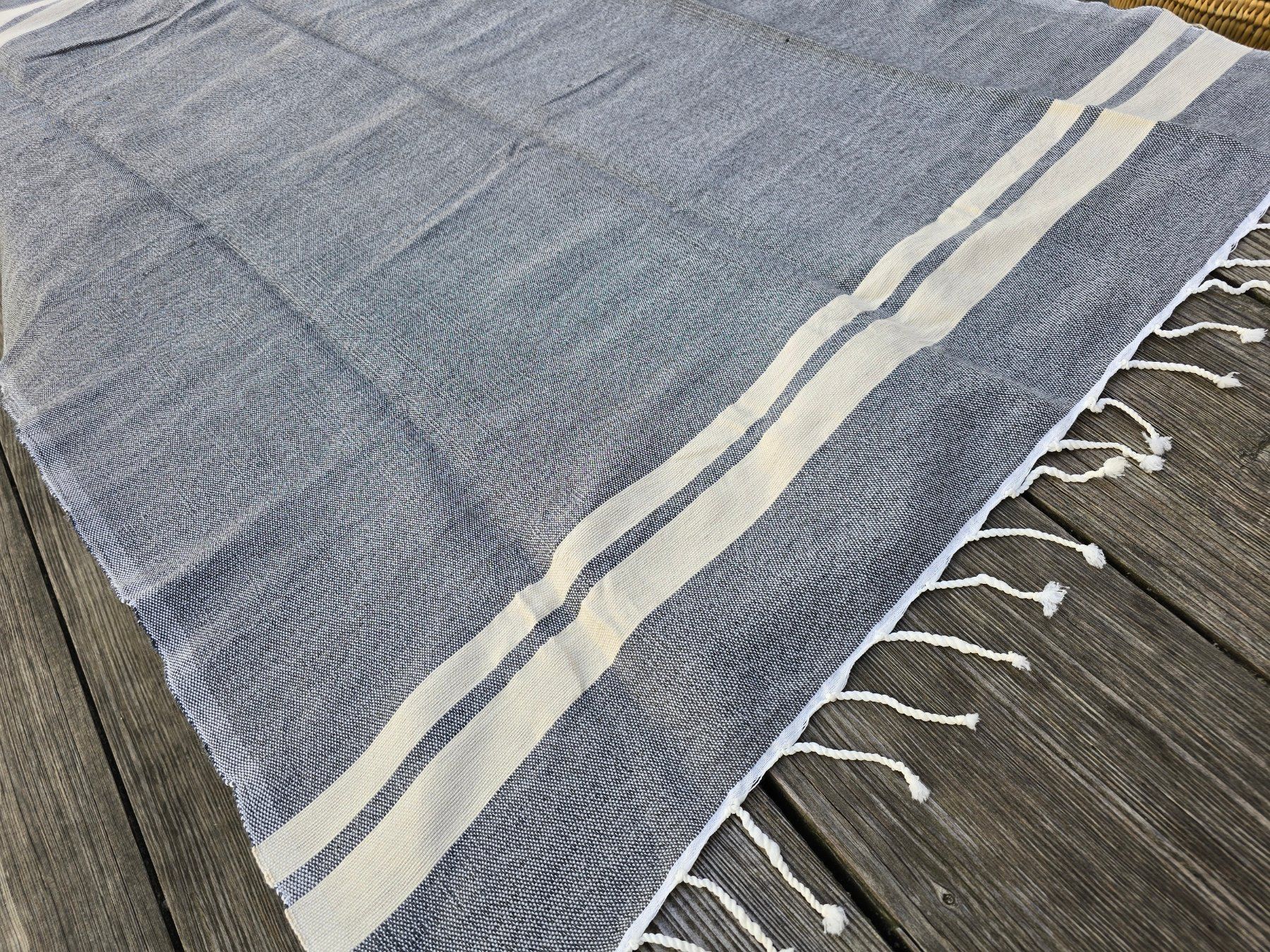Badetücher: Fouta: Hammamtuch graucharbon/blanc cassé-ANGEBOT – Neu (gemäss Beschreibung) aus Romanshorn von Rachacha 3