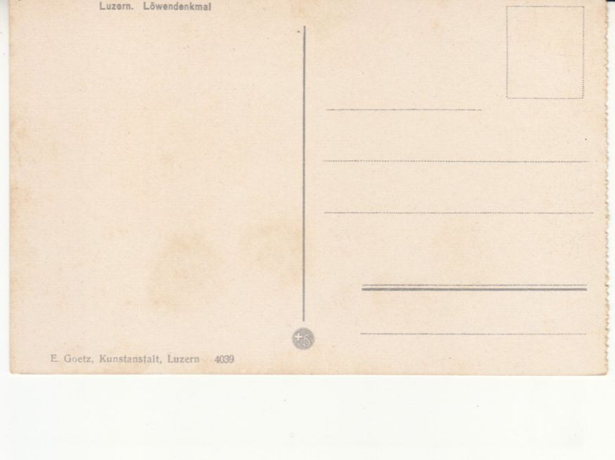 Cartoline postali: Luzern Löwendenkmal ca. 1920, Goetz – Usato da Bürglen TG venduto da StampGraf 1