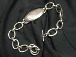 Vintage Armband Kette Silber 925 Perlmutt / 19 cm / 17.15 g