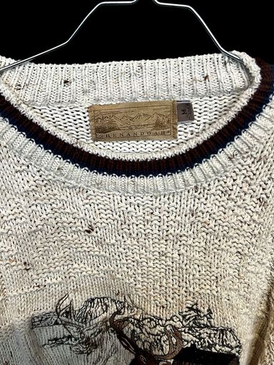Maglioni & Felpe: Shenandoah Cremefarbener Strickpullover mit Hirschmotiv - – Usato da Zug venduto da vinokilo 3