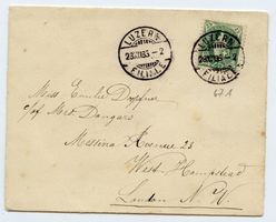 1 Brieflein mit Zst 67 A von Luzern nach London 28.XII.85