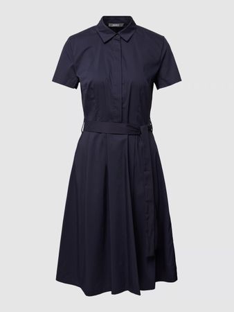 Hemdblusenkleid mit Bindegürtel in marine Gr. 48