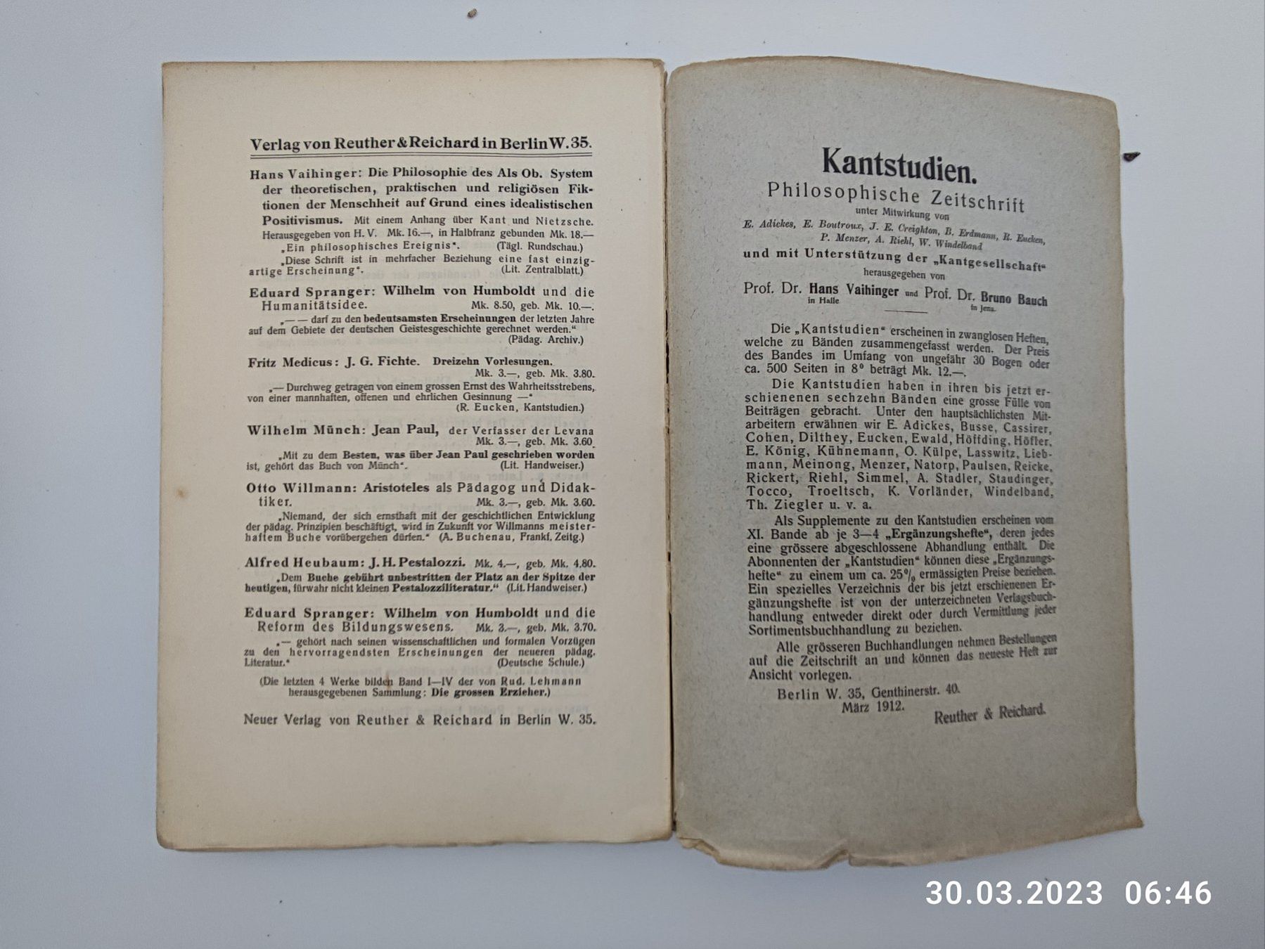 Bücher: PHILOSOPHIE - KANT - 1912 – Gebraucht aus Goldach von Gaip 3