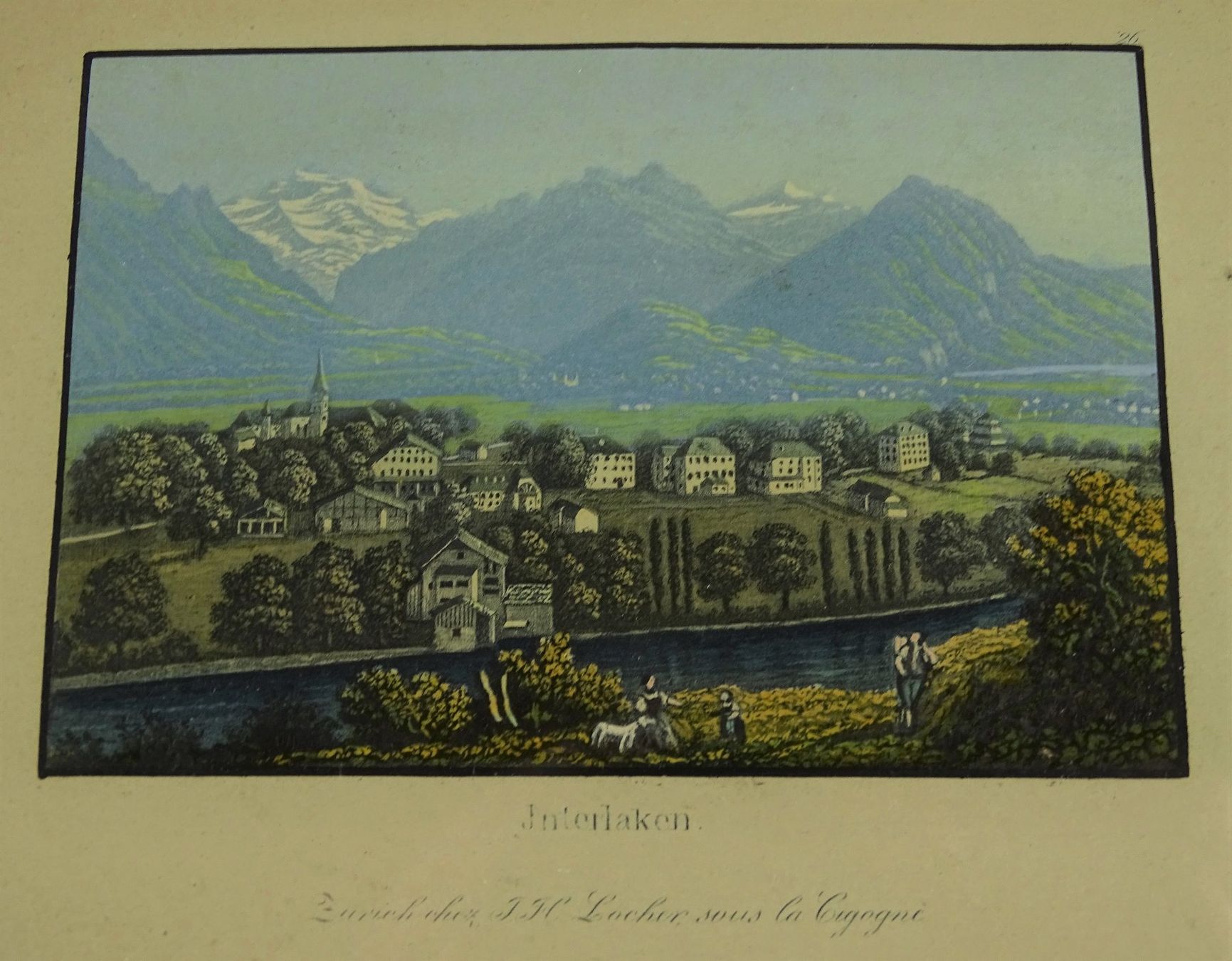 Incisioni: INTERLAKEN, ALTKOLORIERTE AQUATINTA – Usato da Grüningen venduto da Kartensammler 1