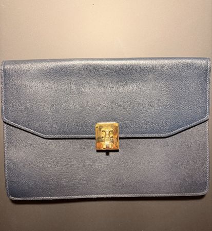     Céline Paris Vintage Pochette Clutch Navy Blue Leather