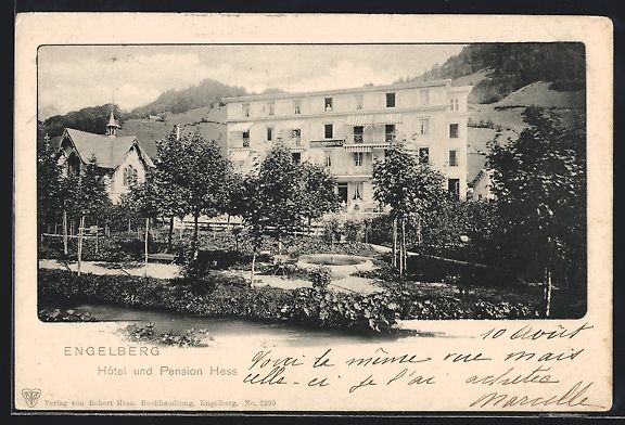 Ansichtskarten: AK Engelberg, Hotel und Pension Hess – Gebraucht aus Berlin von bartko-reher