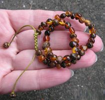 ♥ KUGEL ARMBAND AUF KORDEL / Baltischer Bernstein / UNISEX ♥