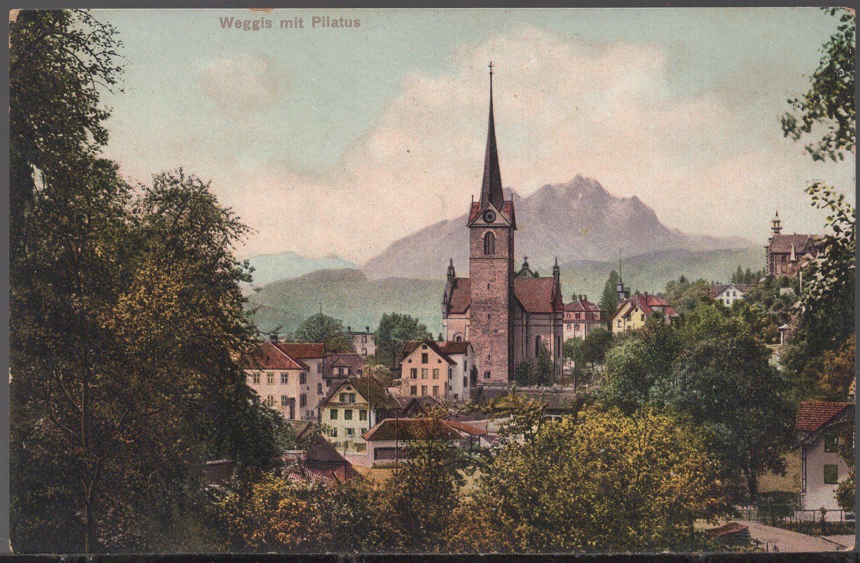 Ansichtskarten: Weggis  mit  Pilatus – Gebraucht aus Aarau von kufi44