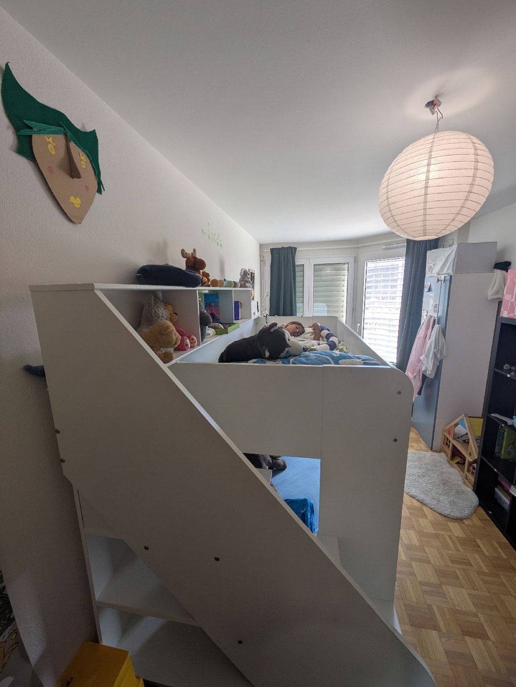Letti: Lit superposé blanc avec escalier et étagères 90x200 cm – Usato da Genève venduto da bum_c272 2